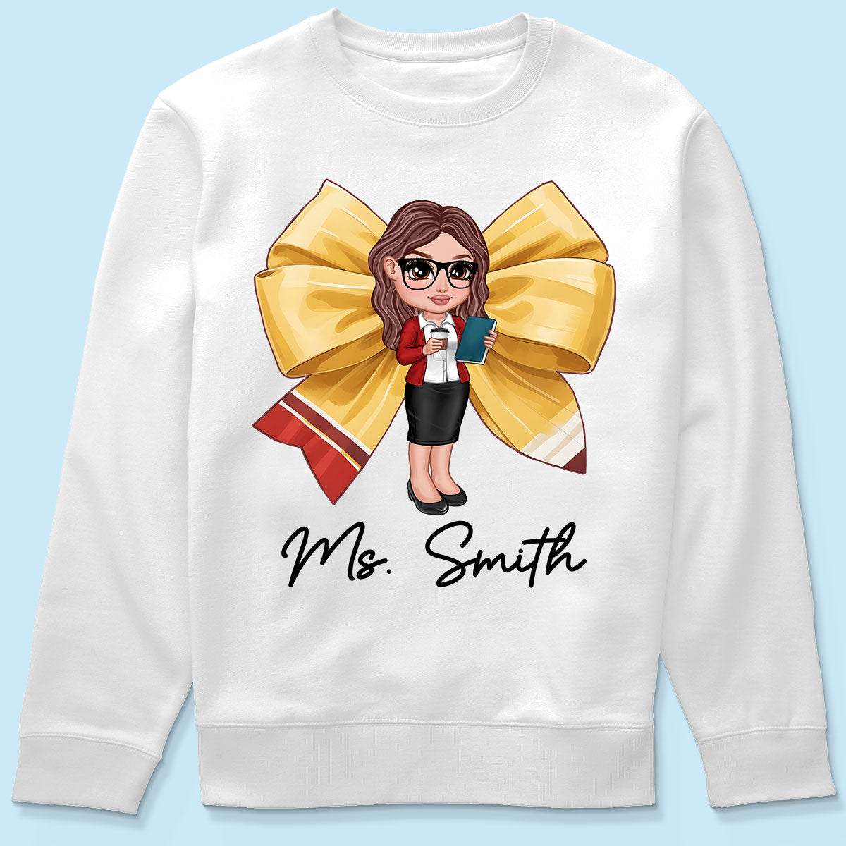Pencil Coquette Bow Personalized Shirt, Appreciation Gift For Teacher