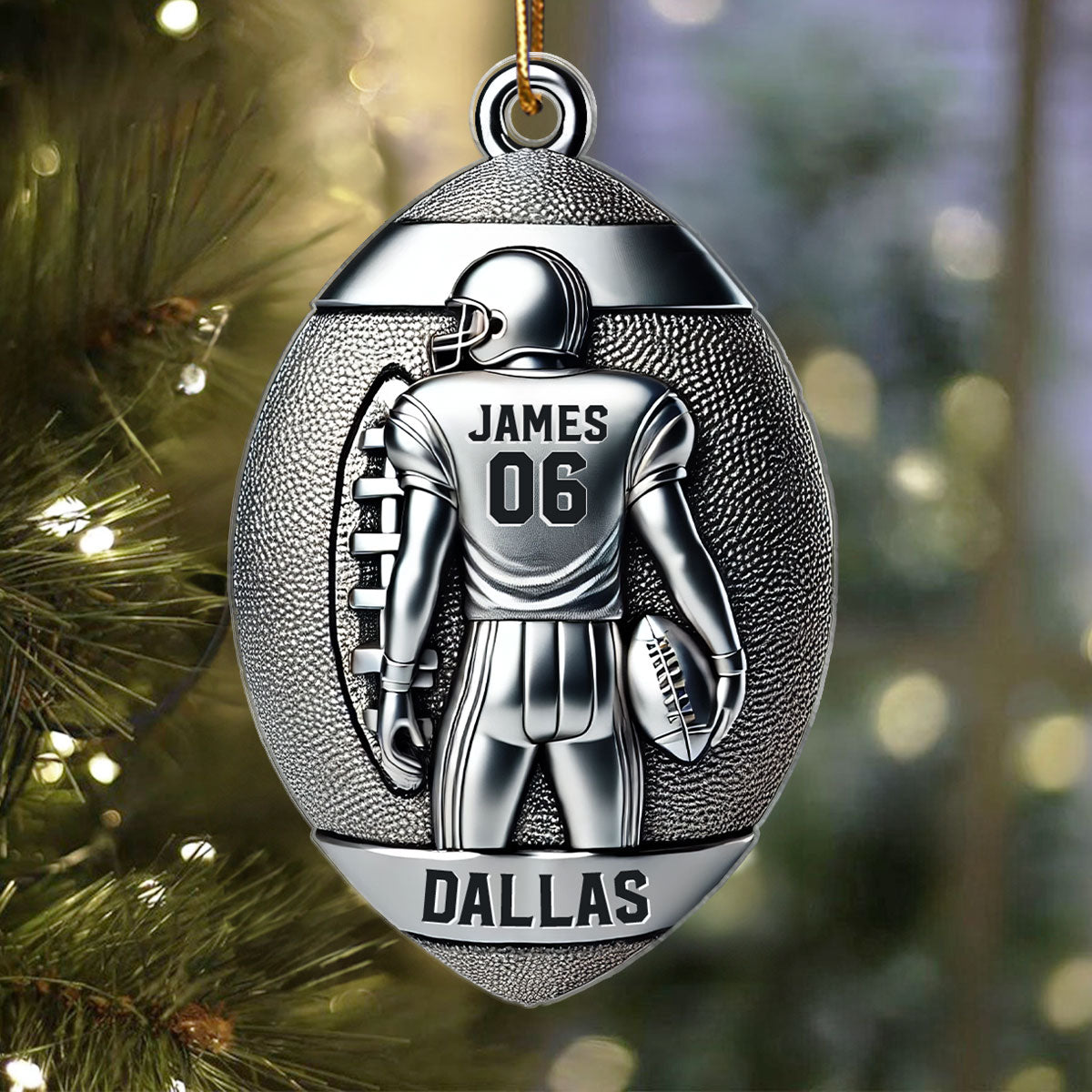 3D Faux Metal Effect Football Player Personalized Acrylic Ornament, Football Fan Gift, Football Player Keepsake, Football Lovers Gift, Football Fan Gift