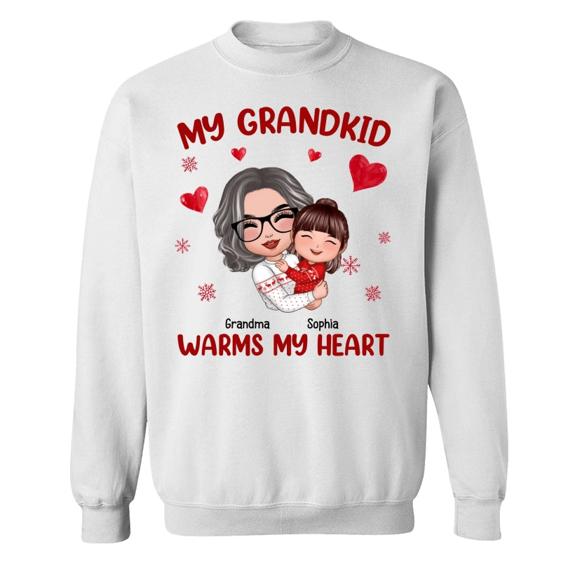 Christmas Doll Grandma Hugging Kid My Grandkids Warm My Heart Personalized Shirt