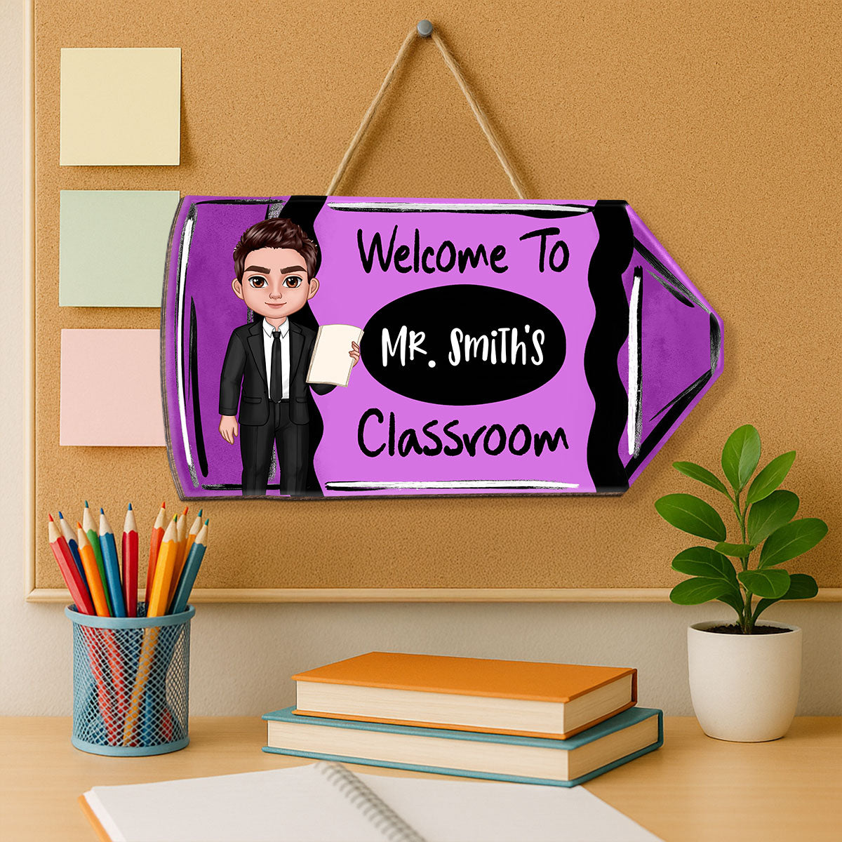 Teacher Crayon Personalized Wood Sign