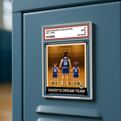 Basketball No. 1 Dad Man & Kids Trading Card Style Personalized Acrylic Fridge Magnet
