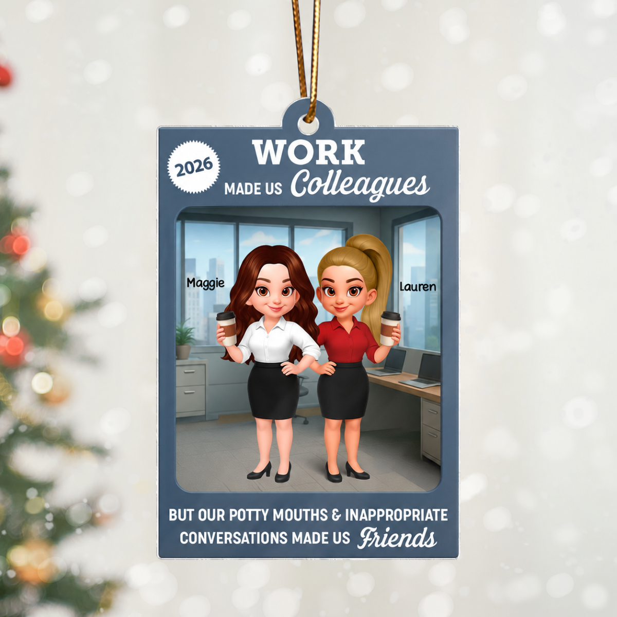 Work Besties Action Figure Toy Box 3D Effect - Personalized Acrylic Ornament - Christmas gift For Coworkers Colleagues