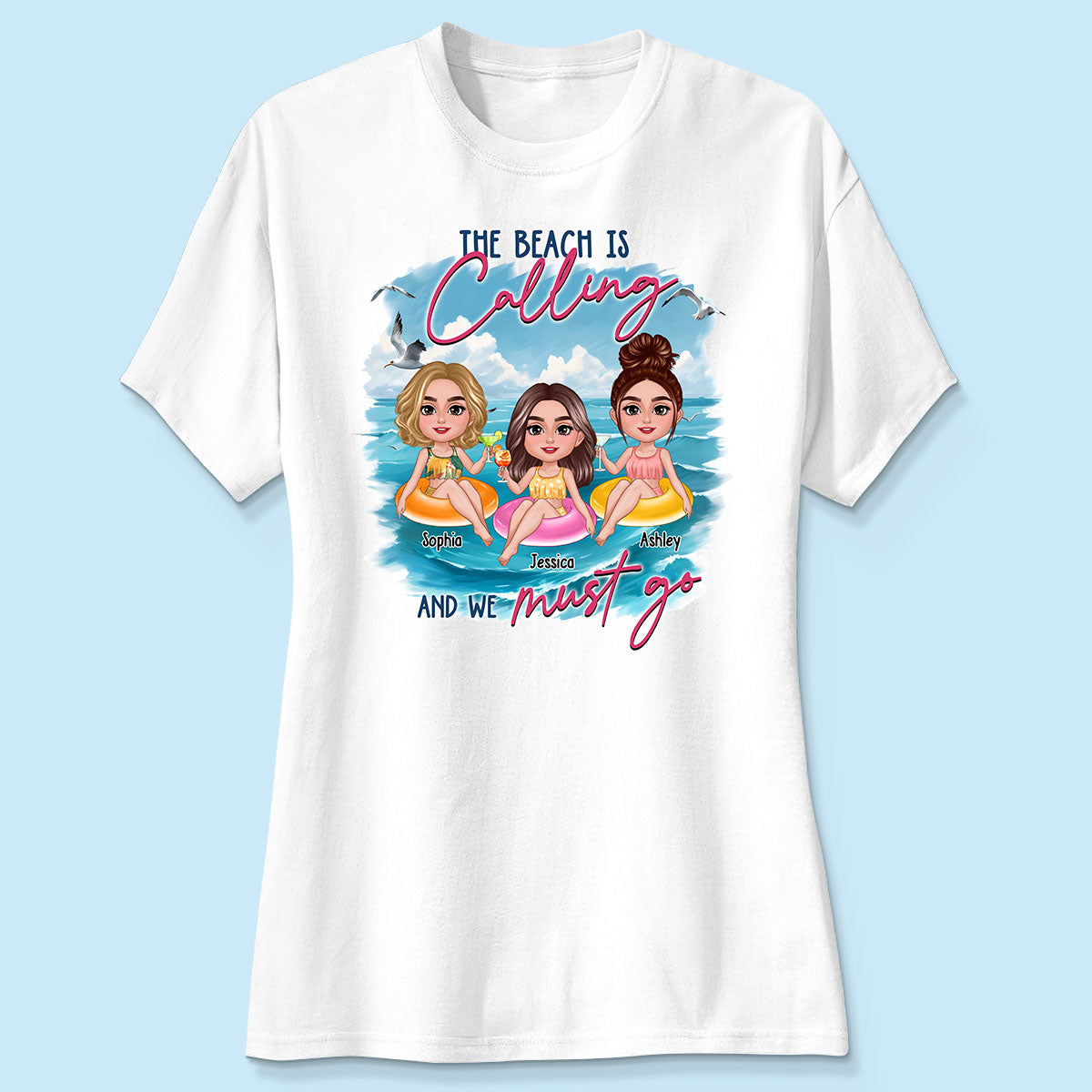 Summer Besties Chillin' On Beach Personalized Shirt