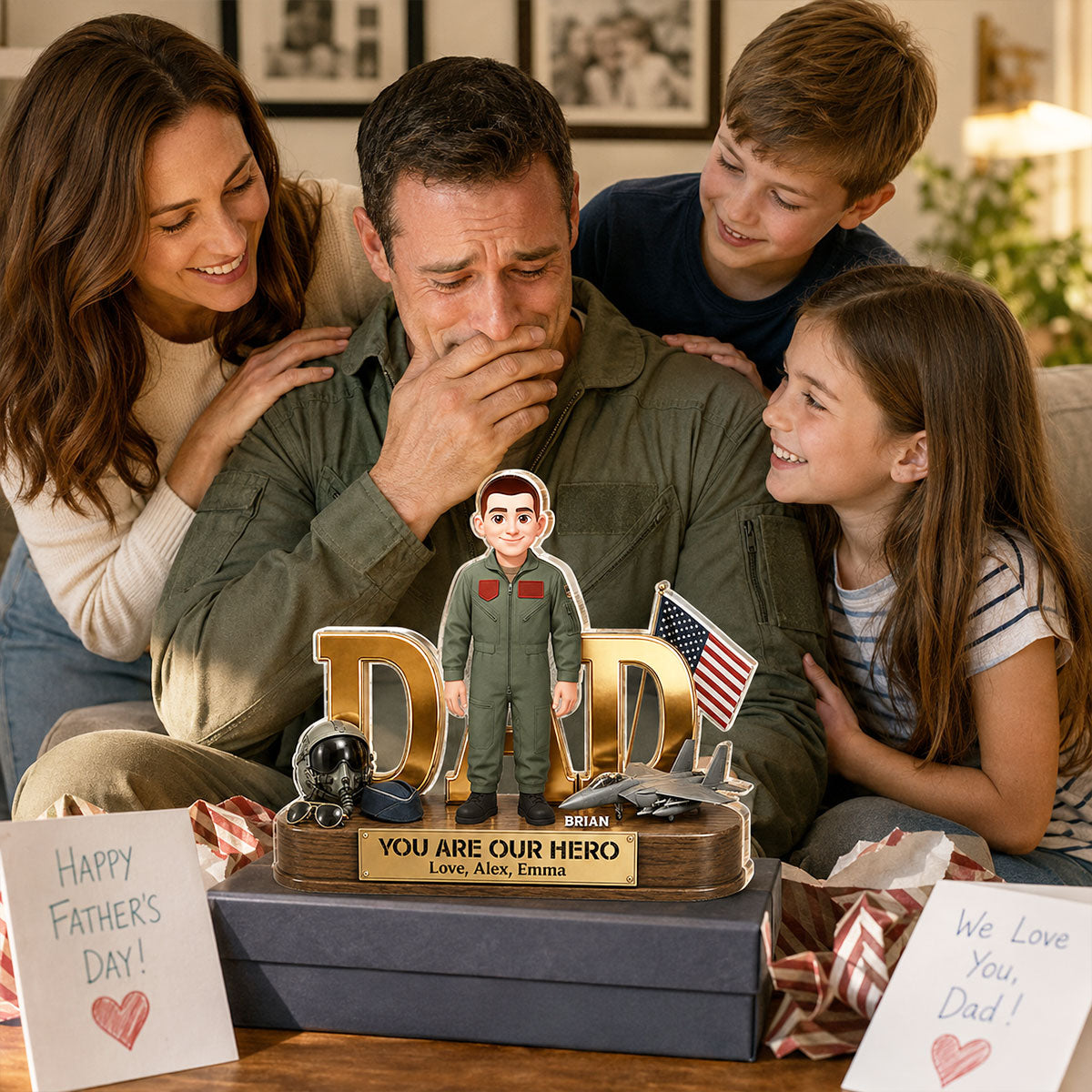 Proud American Air Force Dad You Are Our Hero - Personalized Acrylic Block Plaque - Father's Day Gift For Dad