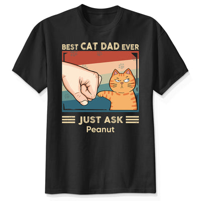 Retro Best Cat Dad Ever Fist Bump Funny Cute Cats Personalized Shirt