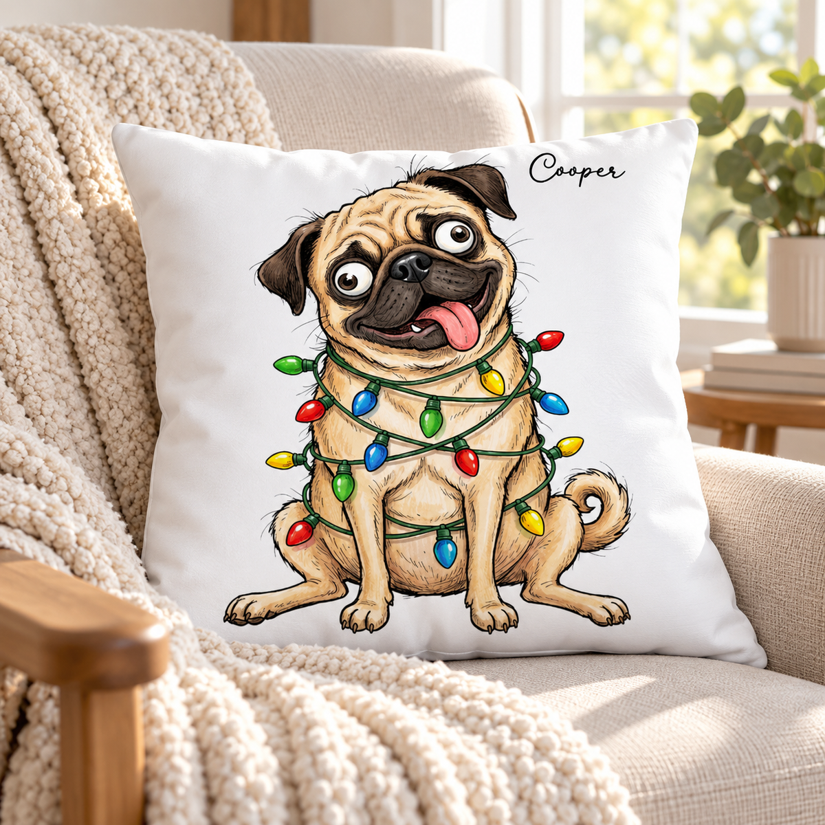 Custom Pet Portrait Quirky Silly Dog - Pillow - Funny Christmas Gift For Dog Lover