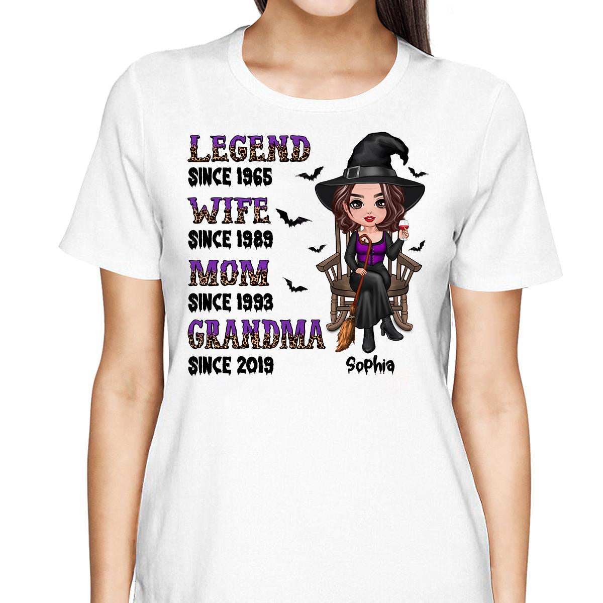 Halloween Grandma Mom Sitting Legend Personalized Shirt
