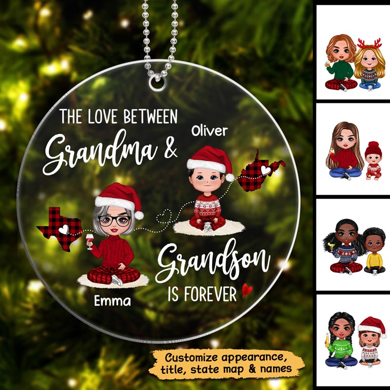 Love Between Grandma & Grandkid Long Distance Personalized Acrylic Ornament