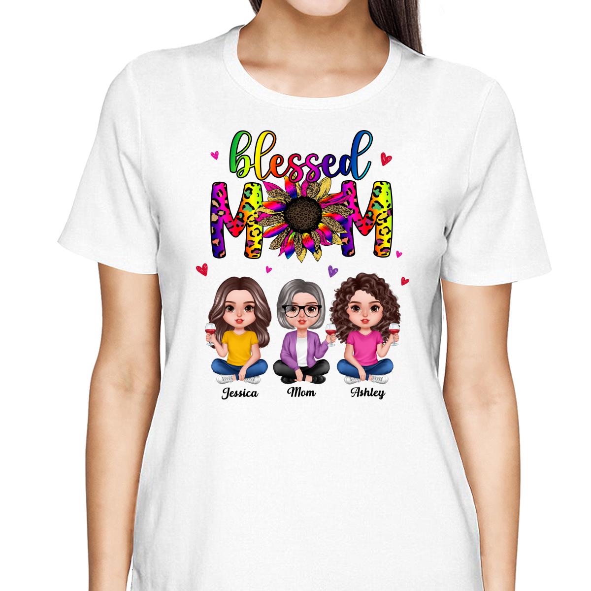 Blessed Mom Realistic Doll Colorful Leopard Sunflower Personalized Shirt