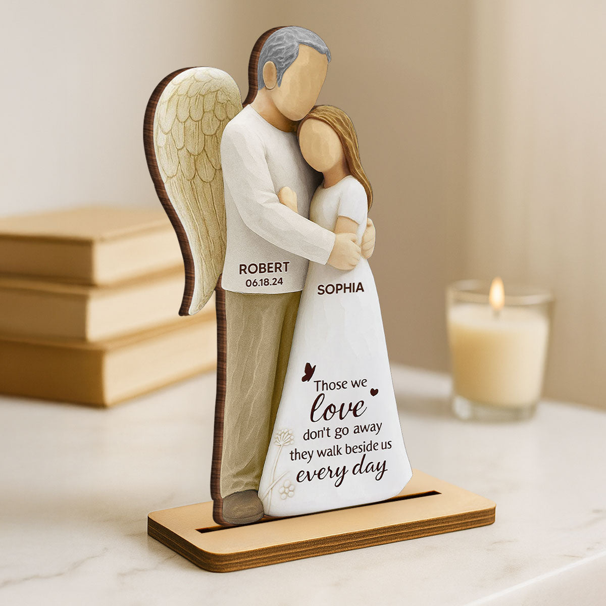 Those We Love Don't Go Away Mom Dad 3D Effect Personalized Standing Wooden Plaque, Sympathy gift, Memorial keepsake