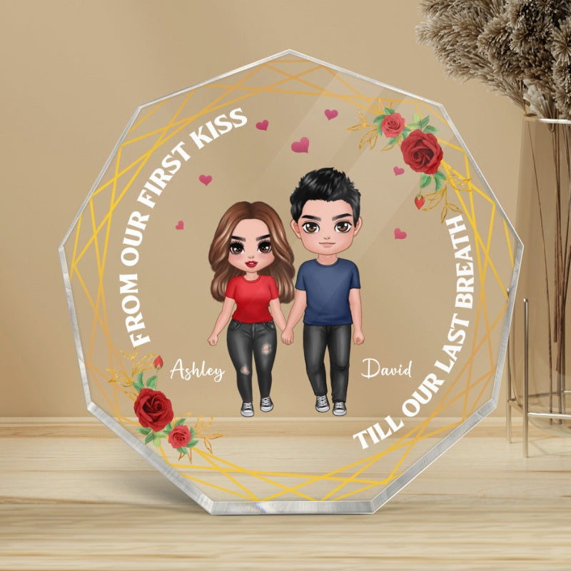 Doll Standing Couple Personalized Nonagon Acrylic Plaque - Gift For Him Gift For Her