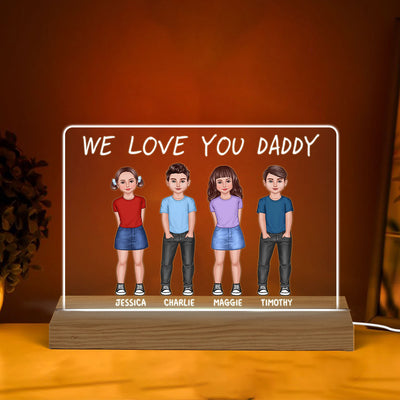 We Love You Daddy Grandpa Standing Front View Kids Personalized Warm Custom Shape LED Night Light