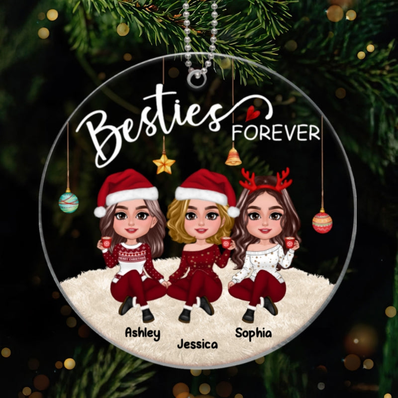 Gorgeous Girls Besties Forever Christmas Personalized Acrylic Ornament