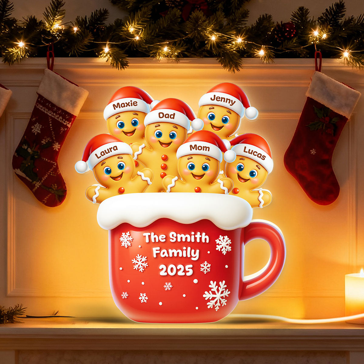 Family Gingerbread - Personalized Light Box - Heartwarming Festive Christmas Decor