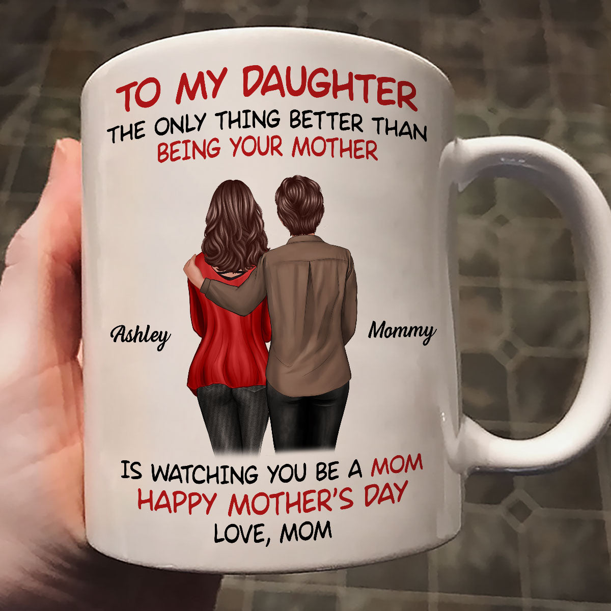 To My Daughter Happy Mother‘s Day Back View Mom Daughter Personalized Mug