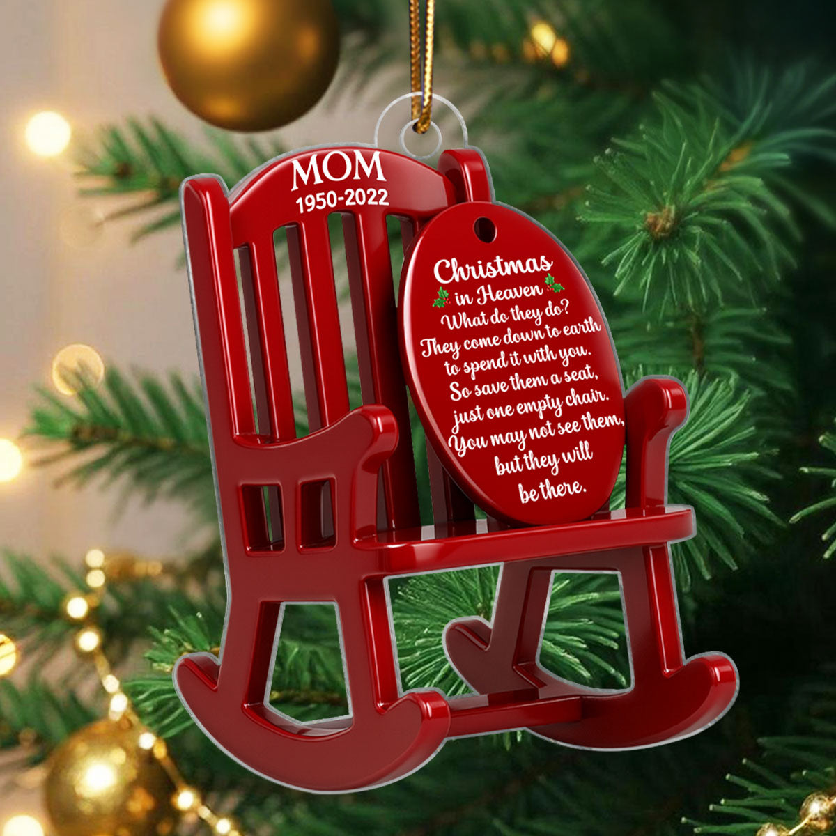 Christmas in Heaven Personalized 3D Effect Acrylic Rememberance Ornament, Heartwarming Gift for Loved Ones, Christmas Sympathy Gift