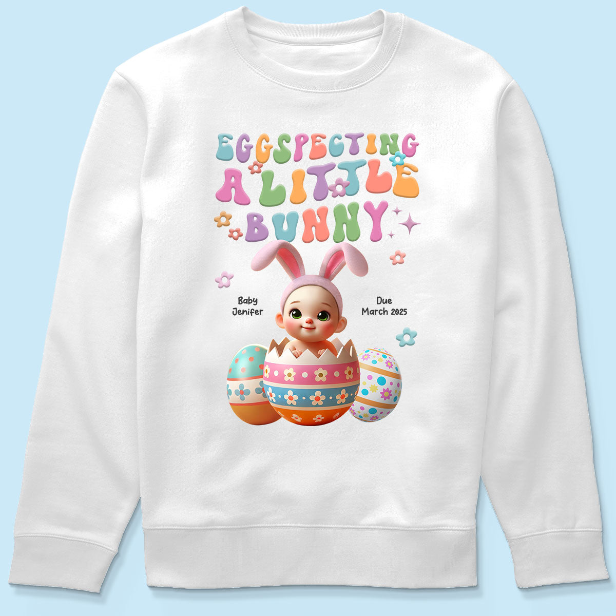 Eggspecting A Little Bunny Personalized Shirt, Easter Pregnancy Announcement, Easter Maternity Expecting Gift for Mom