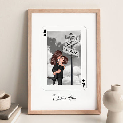 Couple Street Signs Personalized Playing Cards Print Personalized Poster,  Gift For Her, Unique Couples Gift, Romantic Gift