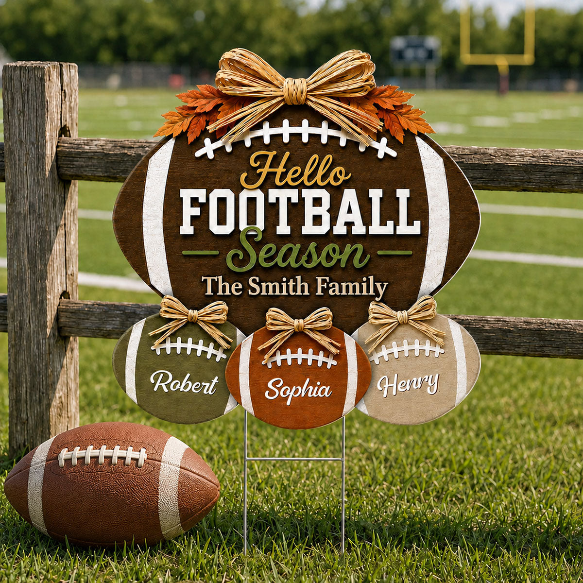 Family Hello Football Season - Personalized Yard Sign - Football Season Decor For Family