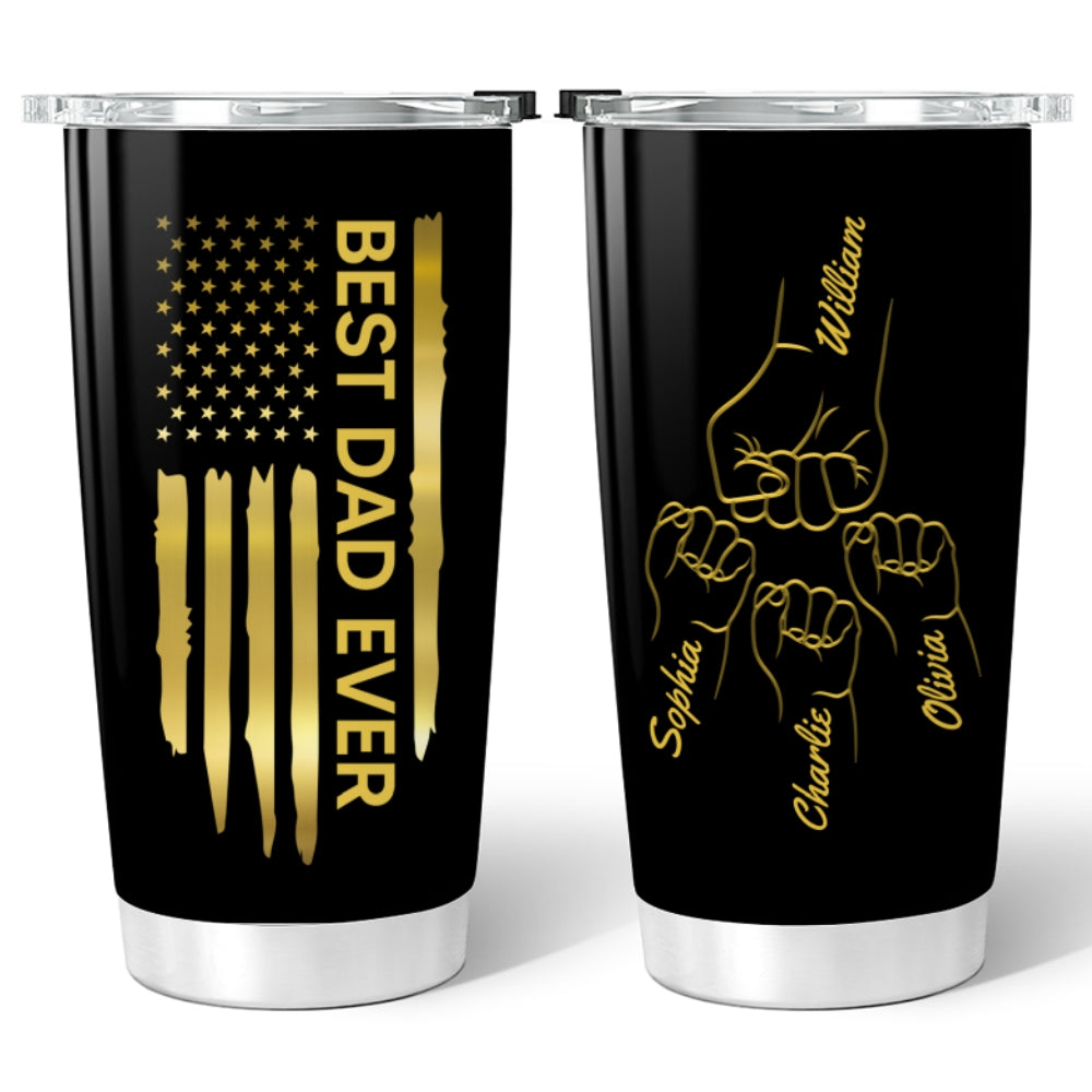 Best Dad Papa Grandpa Ever Fist Bump Outline Nation Flag Father‘s Day Gift For Husband Father Figures Personalized Tumbler