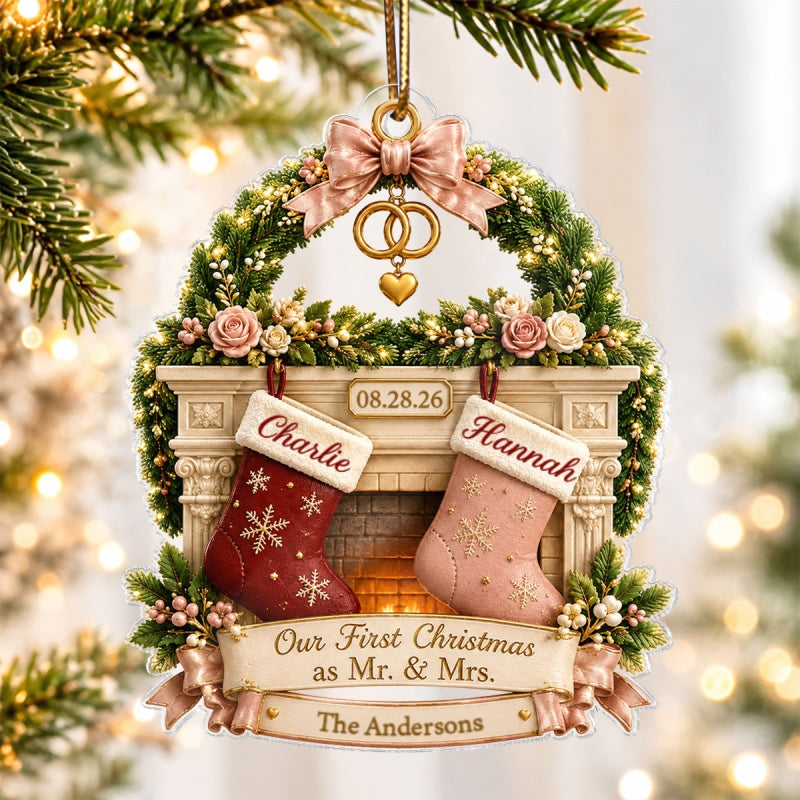 Our First Christmas As Mr And Mrs - Personalized Acrylic Ornament - Christmas Gift For Couple