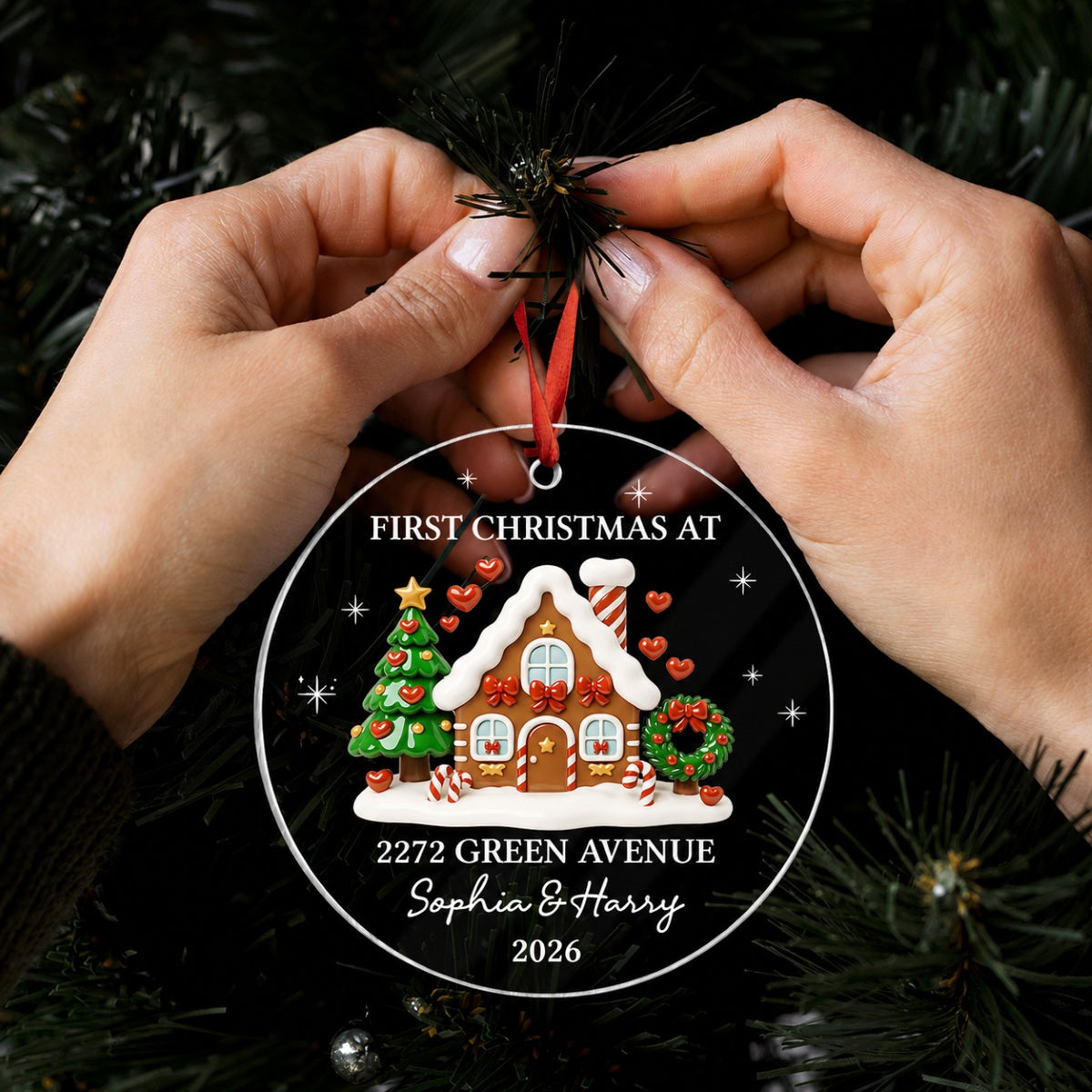First Christmas New Home 3D Effect Gingerbread House - Personalized Acrylic Ornament