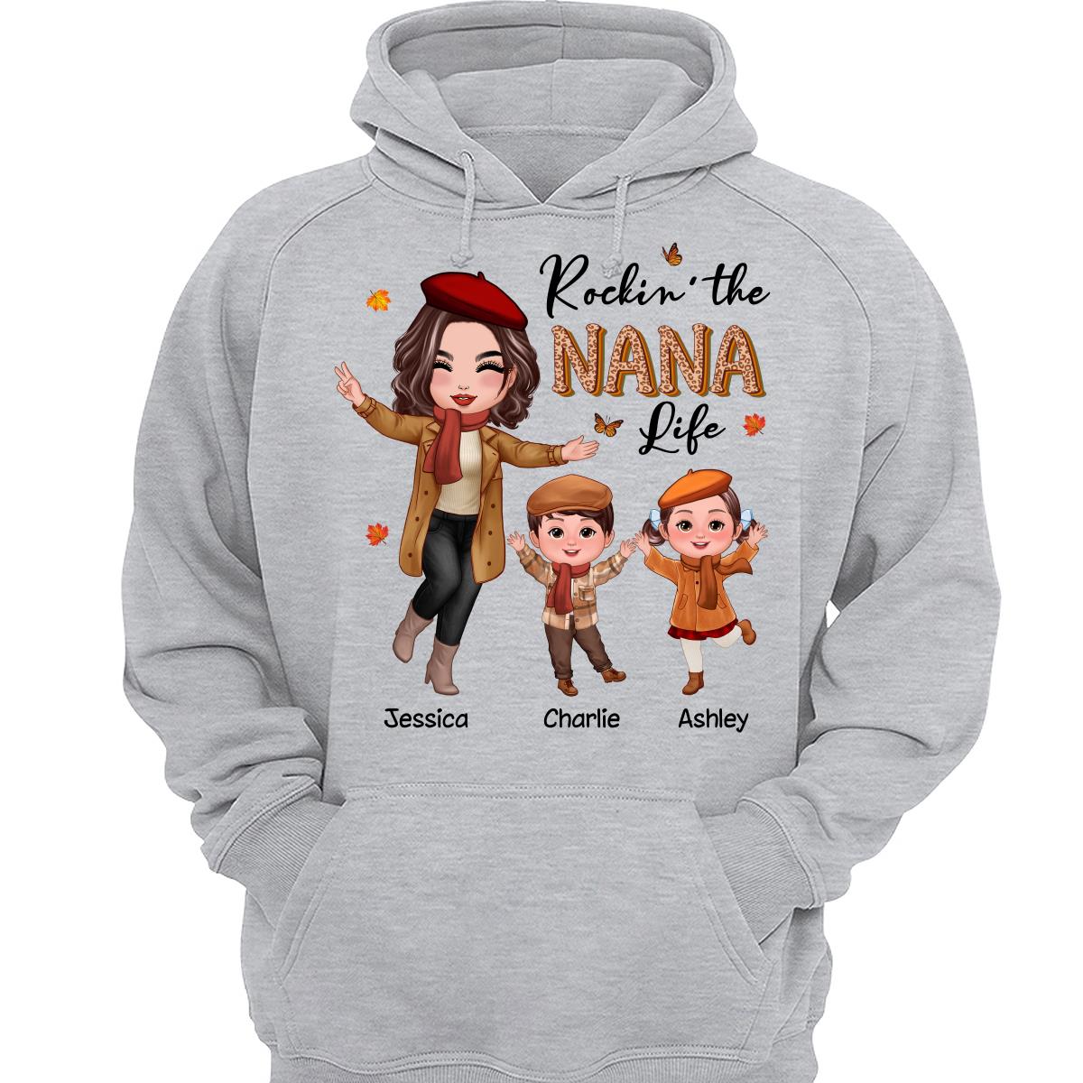 Rockin‘ Nana Life Fall Season Happy Doll Woman And Kids Personalized Shirt