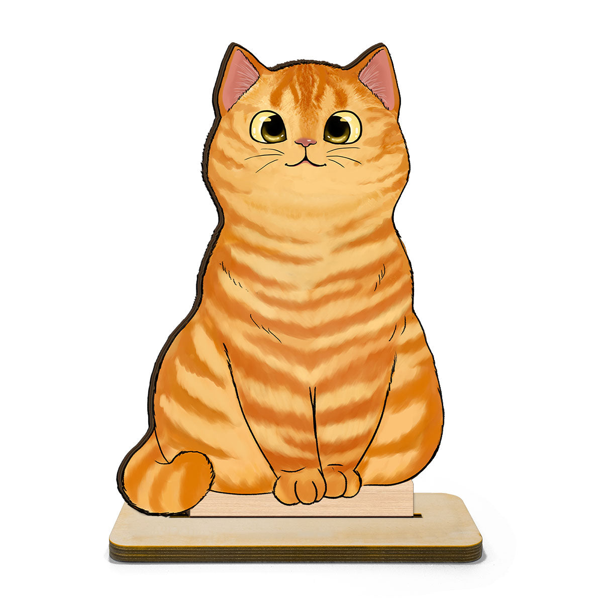 Cute Fluffy Cats Home Decor Gift For Cat Lover Personalized Standing Wooden Plaque