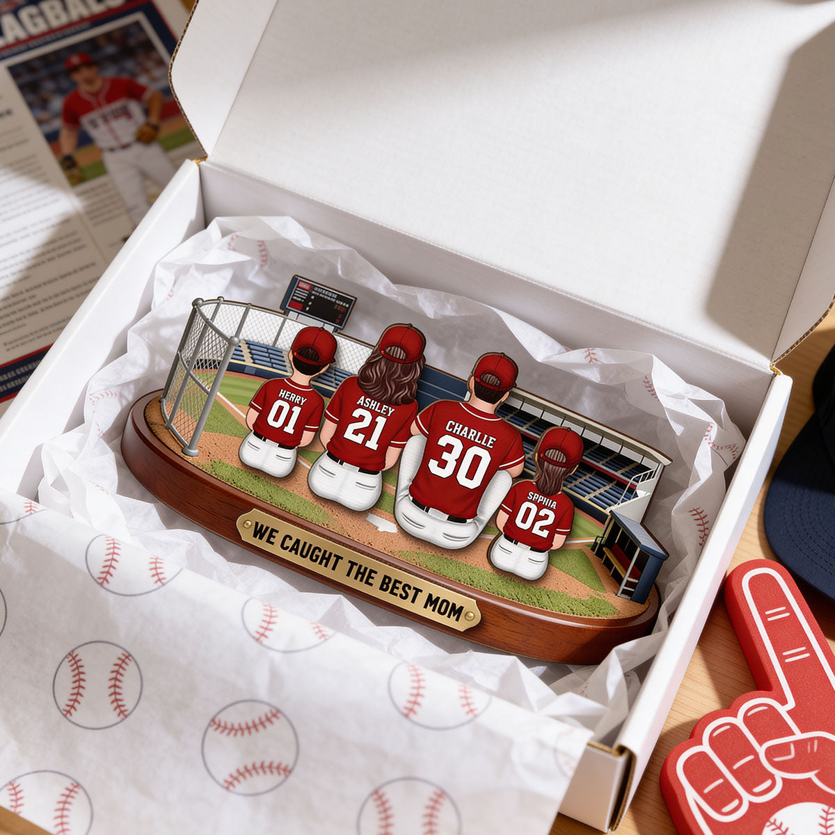 Baseball Family Daddy's Mommy's Dream Team - Personalized 2-Layered Wooden Plaque -  Gift For Baseball Dad, Mom