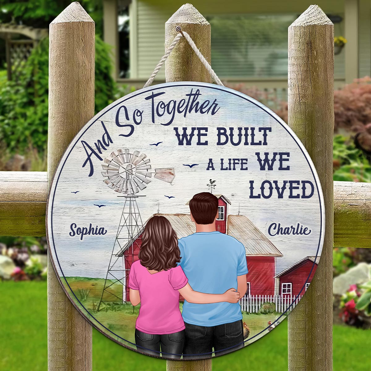 Together We Built A Life We Loved Couple Personalized Wood Sign, Farmhouse Decor