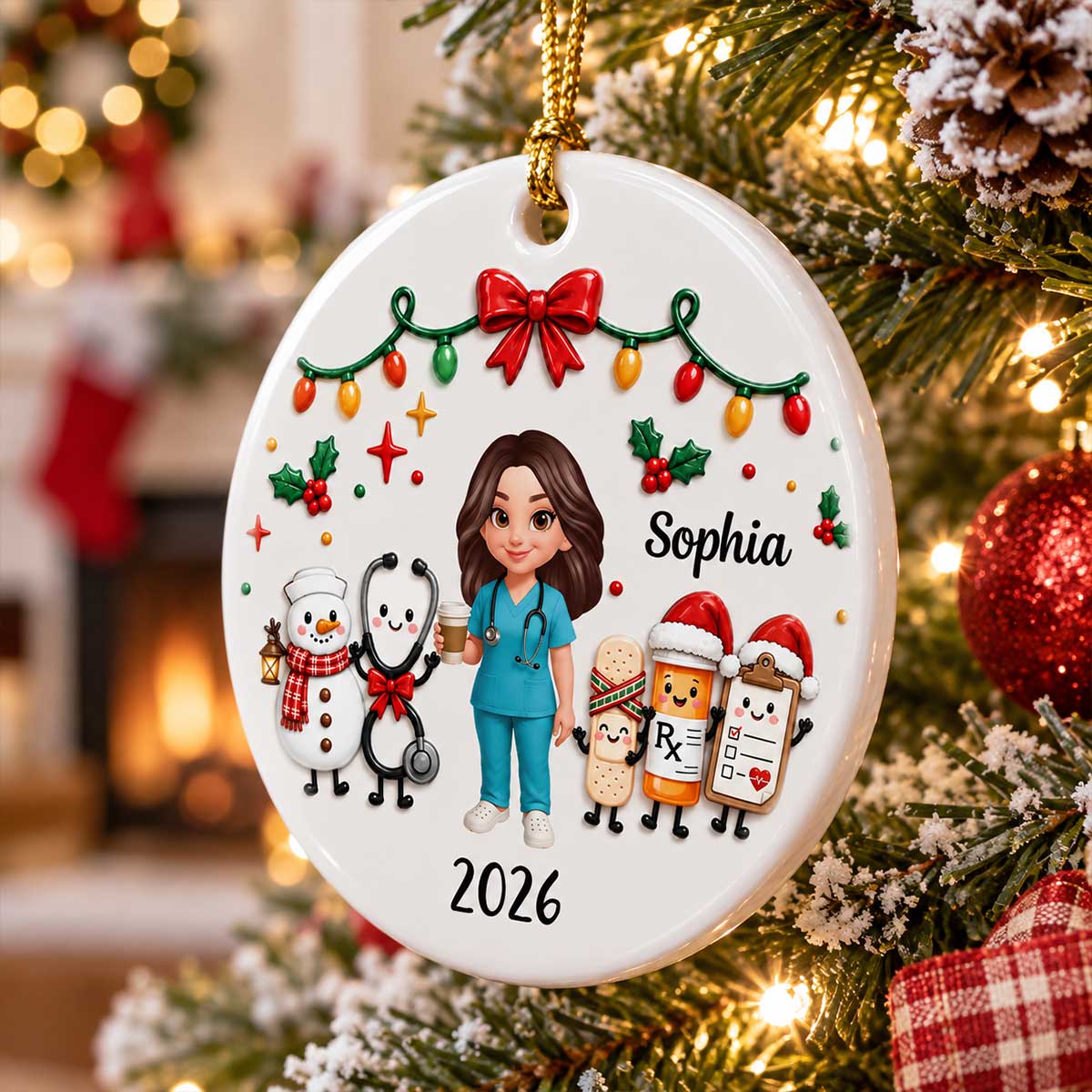 Cute Nurse Things 2D Flat Printed - Personalized Ceramic Ornament - Christmas Gift, Graduation Gift For Nurse, Healthcare Workers, Gift For Colleagues, Coworkers