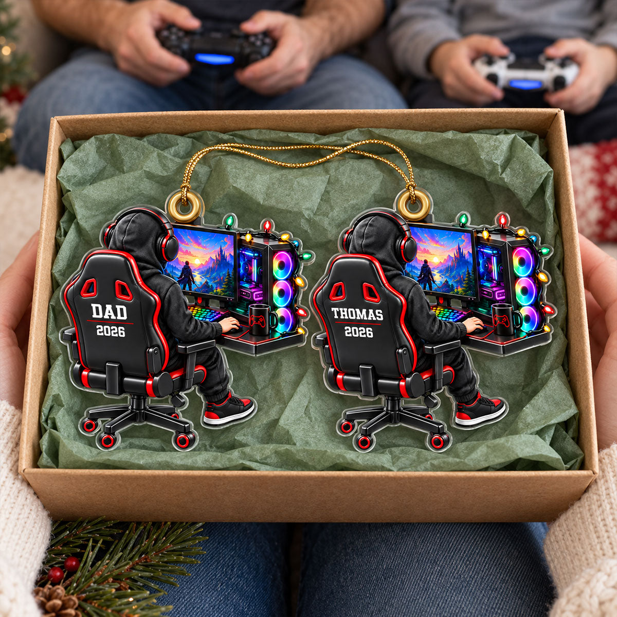 Gamer Custom Name 2D Flat Printed - Personalized Acrylic Ornament - PC Gamer Gift, Gaming Setup Keepsake, Gamer Boy Gift