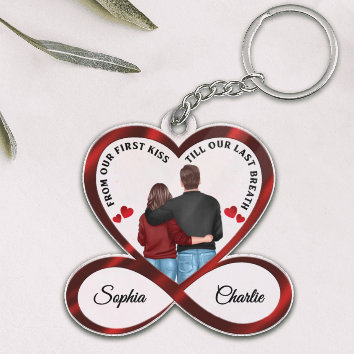 Infinity Heart Couple Back View Standing Anniversary Gift For Him Gift For Her Personalized Acrylic Keychain