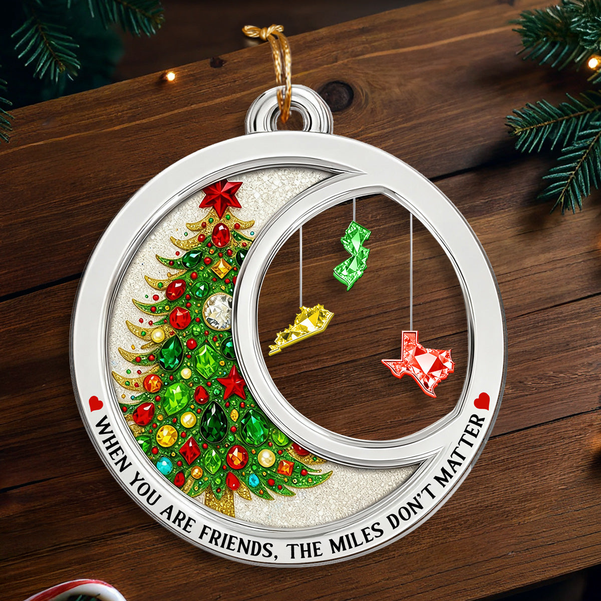 2D Flat Crystal Effect The Miles Don't Matter - Personalized Acrylic Ornament - Long Distance Gift For Besties, Family, Siblings