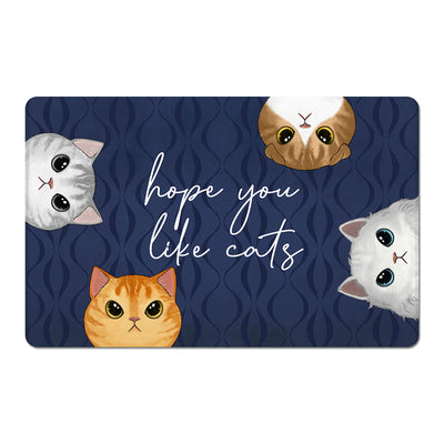 Hope You Like Cats Half Face Cat Personalized Doormat