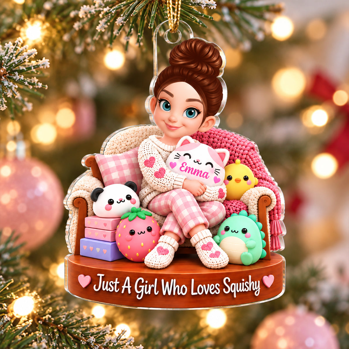Just a Girl Who Loves Squishy - Personalized Acrylic Ornament - Christmas Gift for Daughter, Granddaughter