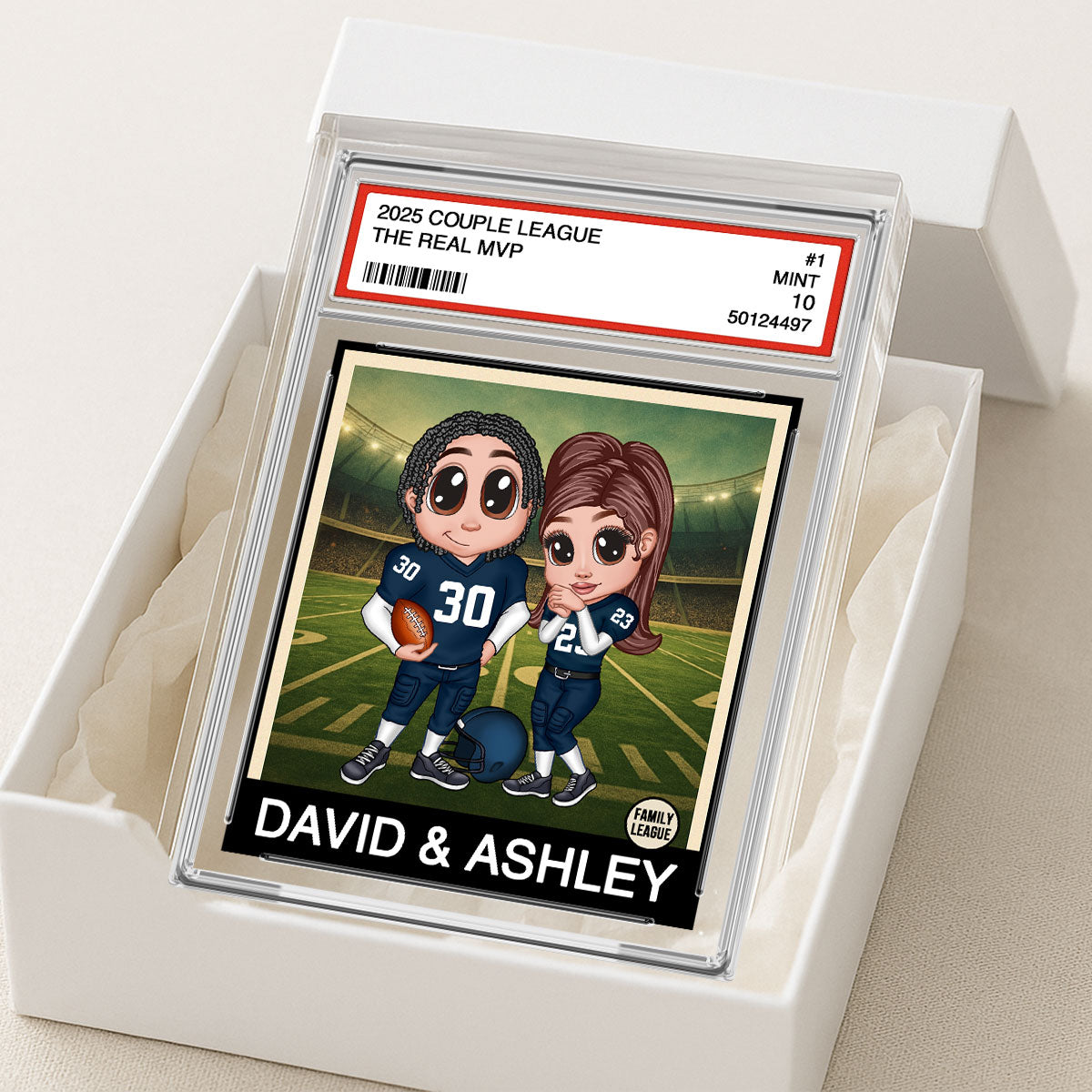 Y2K Football Couple Trading Card Style Personalized Acrylic Block