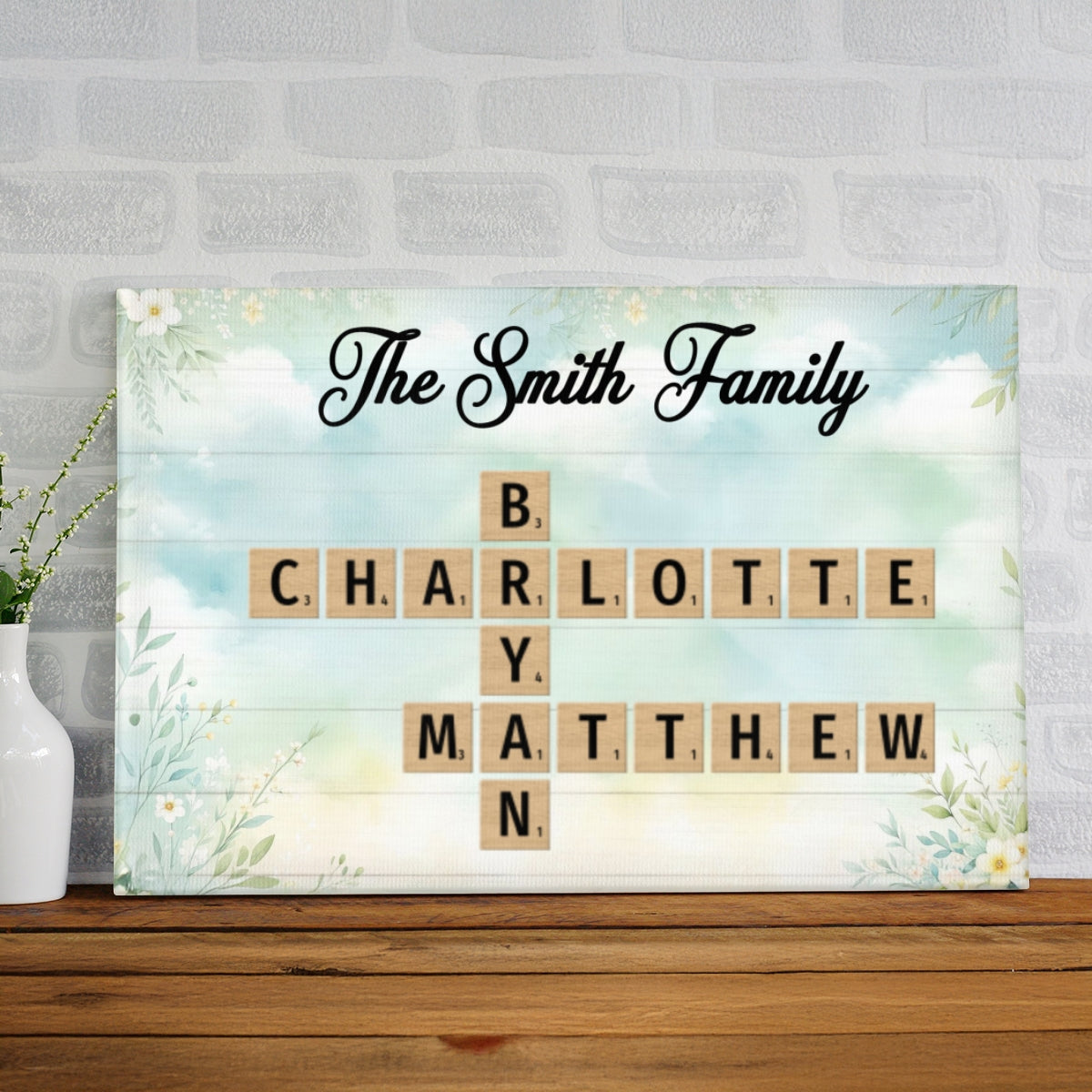 Family Crossword Puzzle Art Personalized Canvas Prints, Gift For Mom, Grandma