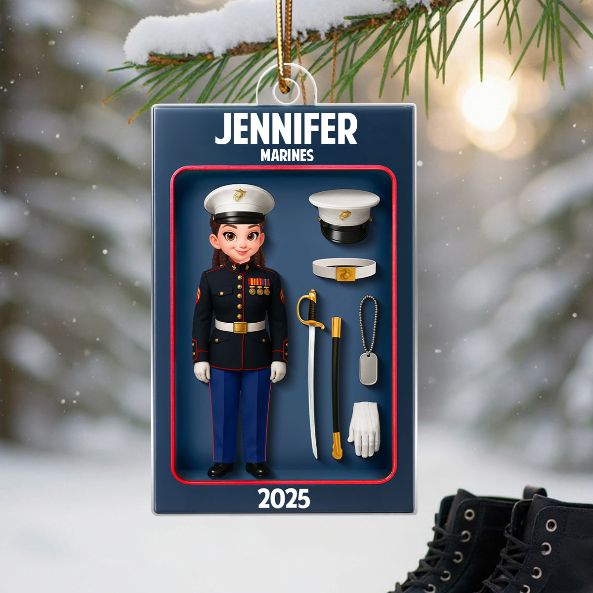Marines Action Figure 3D Effect Personalized Acrylic Ornament - Special Gift For The Marines