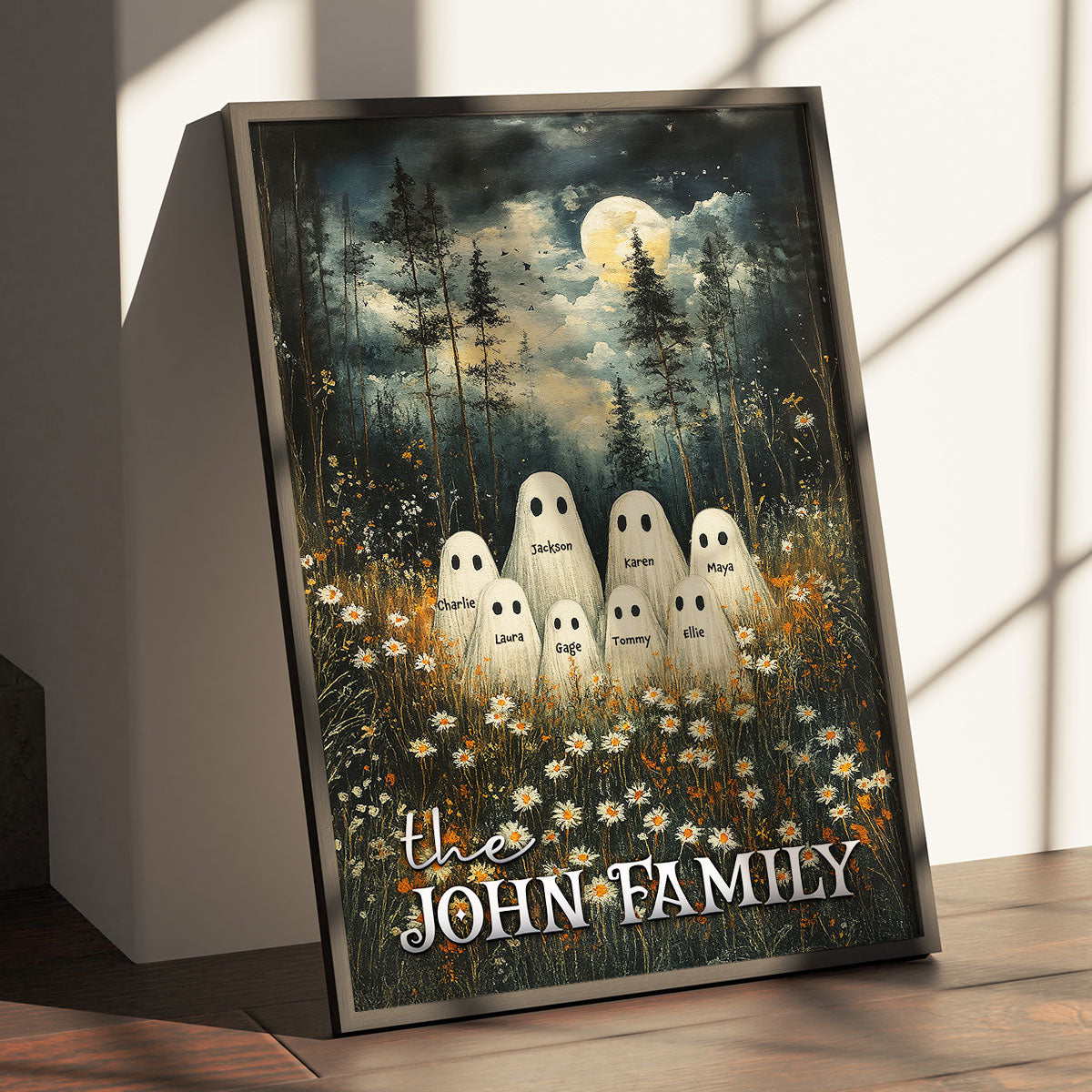 Halloween Family Portrait Personalized Poster Printing, Custom Family Halloween Wall Art