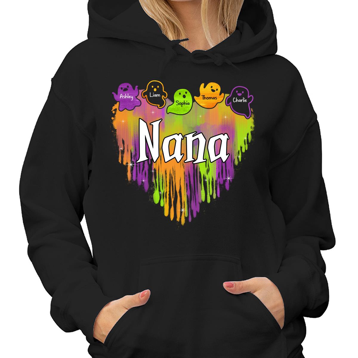 Halloween Grandma Melting Heart Boo Grandkids Names Personalized Shirt