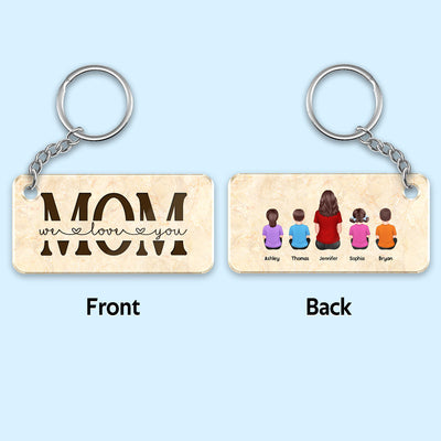 Best Mom Ever Back View Woman Kids Dog Cat Personalized Acrylic Keychain