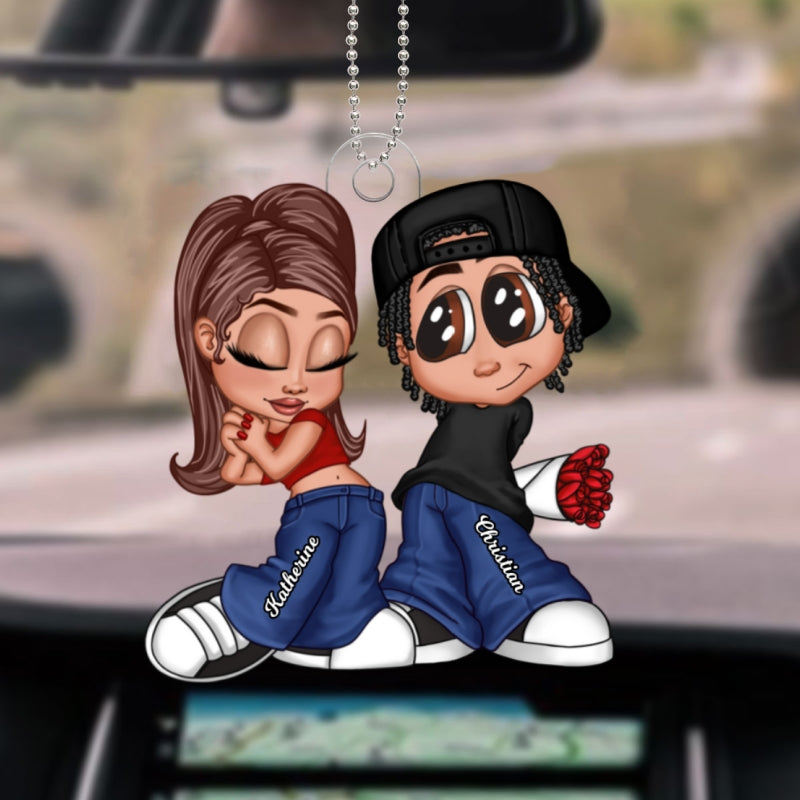 Y2K Couple Personalized Acrylic Car Hanger, Unique Valentine's Day Gift For Him, Gift For Her