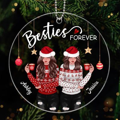 Front View Christmas Besties Personalized Acrylic Ornament