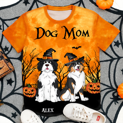 Dog Mom Halloween Moon Light Bat Tree - Personalized 3D Shirt
