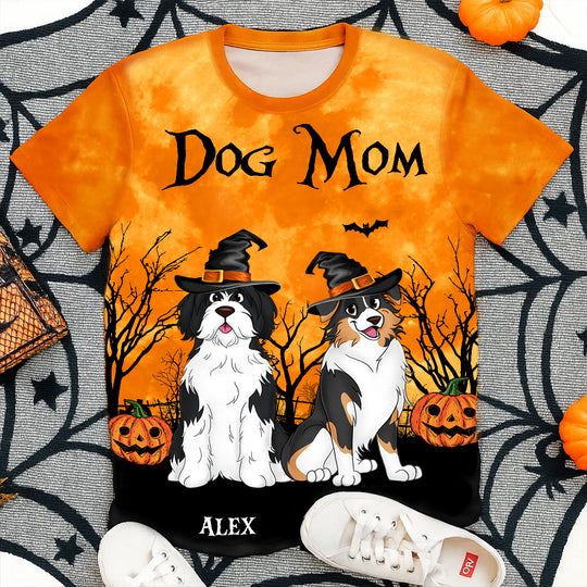 Dog Mom Halloween Moon Light Bat Tree - Personalized 3D Shirt