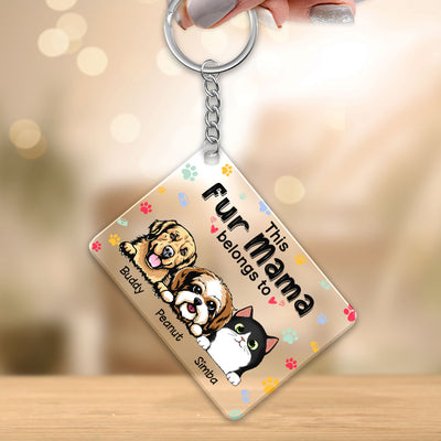 This Cat Dog Dad Mom Belongs To Personalized Acrylic Keychain