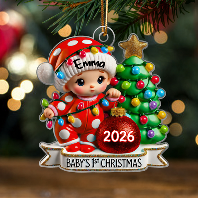 Baby First Christmas 3D Effect Personalized Acrylic Ornament, Baby Boy Girl Gift for Couples, New Parents Keepsake, Gift for Newborn