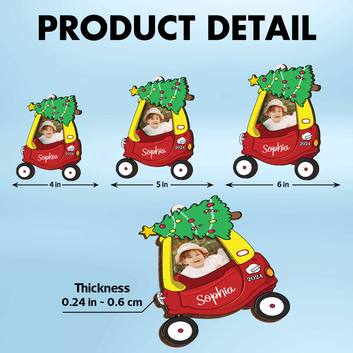 Cozy Coupe Personalized Kid Photo Frame Ornament, Christmas Decor