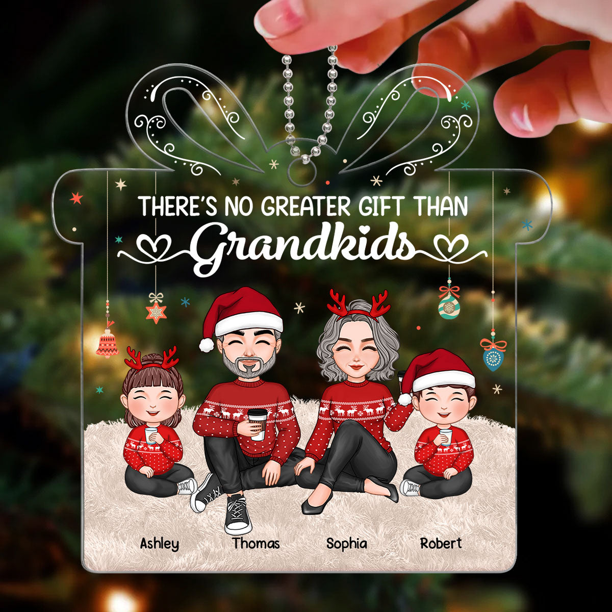 There‘s No Greater Gift Than Grandkids Cute Grandchildren With Grandparents - Personalized Ornament